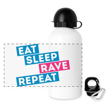 i love eat sleep rave dance musik repeat t-shirts - Panorama Trinkflasche mit Deckel 500 ml - Weiß - Vorne