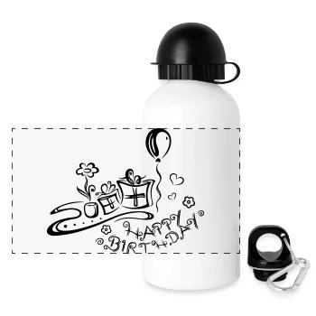 Happy Birthday motif, Congratulations - Panoramic Thermal Bottle with Lid 500 ml - white - Front
