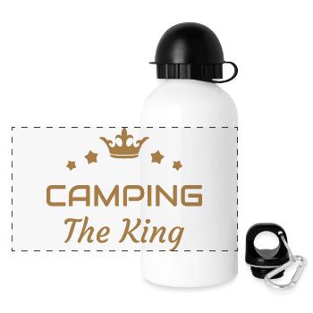 Campingplatz / Camper / Camping / Camp - Panorama Trinkflasche mit Deckel 500 ml - Weiß - Vorne