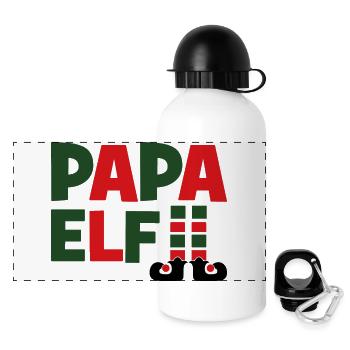 Papa Elf - Panorama Trinkflasche mit Deckel 500 ml - Weiß - Vorne