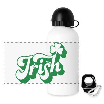 St. Patrick's Day Geschenk Kleeblatt Männer, Frauen, Kinder - Panorama Trinkflasche mit Deckel 500 ml - Weiß - Vorne