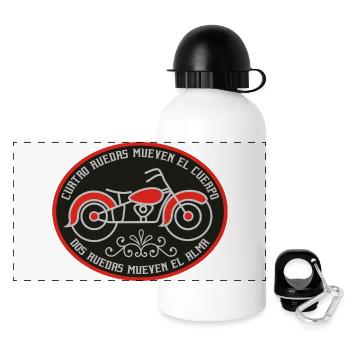 Moto Alma : deux roues font bouger l’âme - Gourde panoramique avec couvercle 500 ml - blanc - Devant