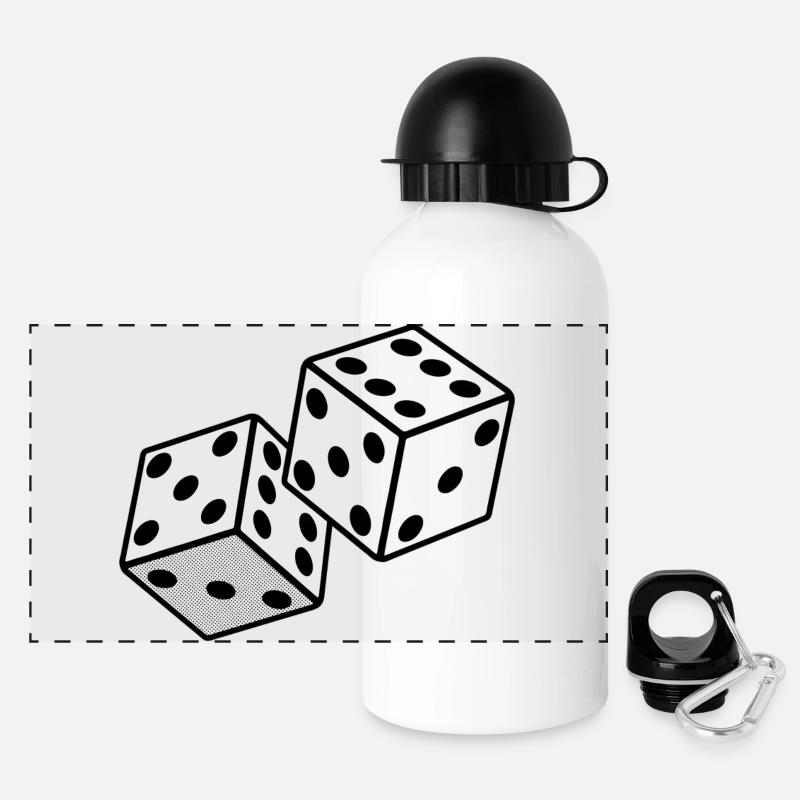 Dés - Conception de casino de jeu - Gourde panoramique avec couvercle 500 ml - blanc