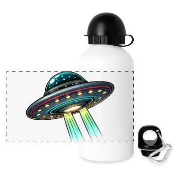 UFO Saucer Comic - Panoramic Thermal Bottle with Lid 500 ml - white - Front