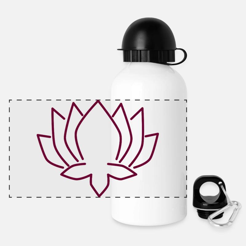 Lotus Silhouette in Weinrot - Panorama Trinkflasche mit Deckel 500 ml - Weiß