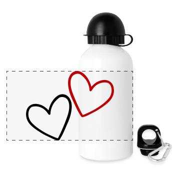 Cœurs Amour - Gourde panoramique avec couvercle 500 ml - blanc - Devant