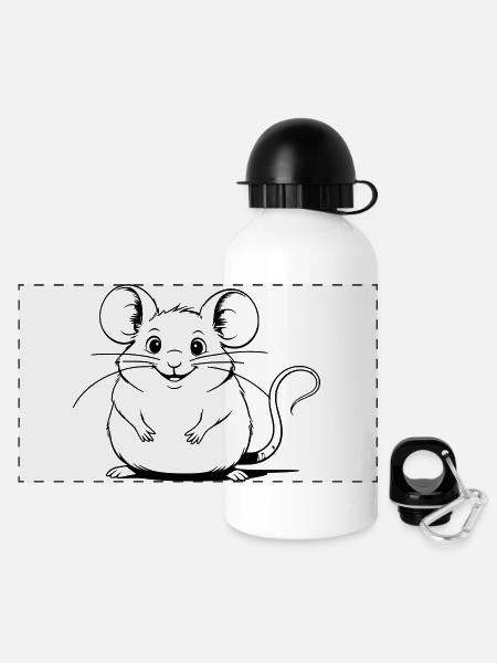 Chubby mouse as vector graphic - Panoramic Thermal Bottle with Lid 500 ml - white