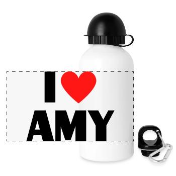 J’aime Amy Red Heart Love Fan Gift - Gourde panoramique avec couvercle 500 ml - blanc - Devant