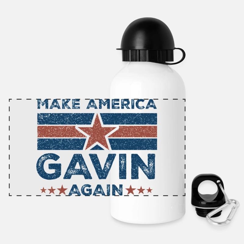Gavin Make America - Panorama Trinkflasche mit Deckel 500 ml - Weiß