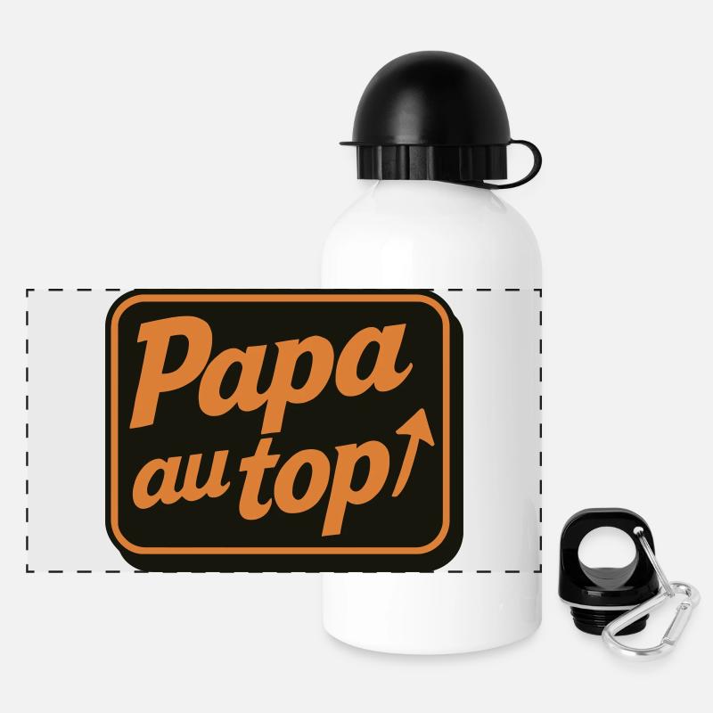 Papa an der Spitze - Vatertag - Panorama Trinkflasche mit Deckel 500 ml - Weiß