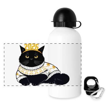 Neujahr 2026 Design - Panorama Trinkflasche mit Deckel 500 ml - Weiß - Vorne