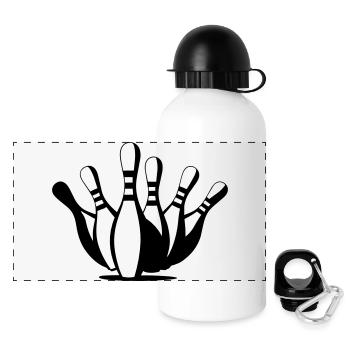 Bowling - Panorama Trinkflasche mit Deckel 500 ml - Weiß - Vorne