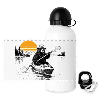 Kajak Bär - Panorama Trinkflasche mit Deckel 500 ml - Weiß - Vorne