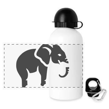 Elephant Silhouette Africa Animal - Panoramic Thermal Bottle with Lid 500 ml - white - Front