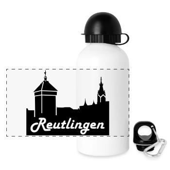 Reutlingen Skyline - Panorama Trinkflasche mit Deckel 500 ml - Weiß - Vorne