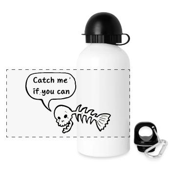 Angeln - Catch me if you can - Panorama Trinkflasche mit Deckel 500 ml - Weiß - Vorne