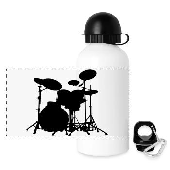 Schlagzeug - Drums - Panorama Trinkflasche mit Deckel 500 ml - Weiß - Vorne
