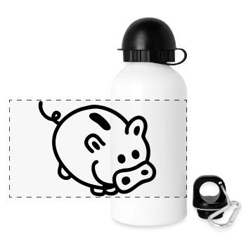 Piggy bank - Line - Panoramic Thermal Bottle with Lid 500 ml - white - Front