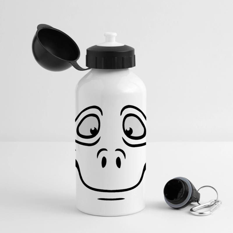 Insecure Anxious Comic Cartoon Face Panoramic Thermal Bottle with Lid 500 ml