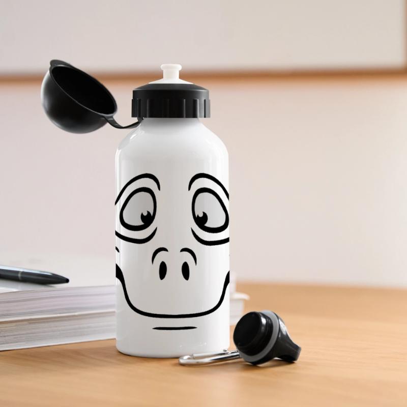 Insecure Anxious Comic Cartoon Face Panoramic Thermal Bottle with Lid 500 ml