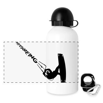 Kitesurfing Unhooked - Panorama Trinkflasche mit Deckel 500 ml - Weiß - Vorne
