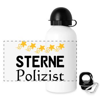 Sterne Polizist Geschenk - Panorama Trinkflasche mit Deckel 500 ml - Weiß - Vorne