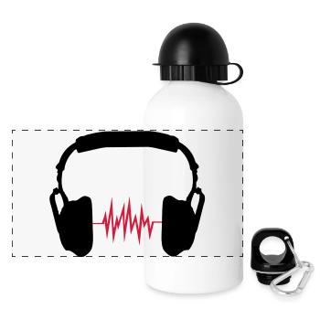 Kopfhörer - Panorama Trinkflasche mit Deckel 500 ml - Weiß - Vorne