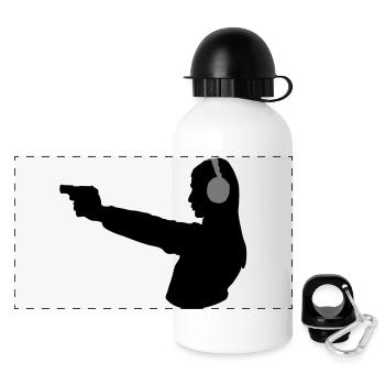 Sportschiessen -grau- - Panorama Trinkflasche mit Deckel 500 ml - Weiß - Vorne