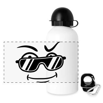 Cool guy sunglasses type grin - Panoramic Thermal Bottle with Lid 500 ml - white - Front