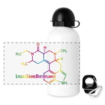LSD Strukturformel bunter Regenbogen Drogen Rausch - Panorama Trinkflasche mit Deckel 500 ml - Weiß - Vorne