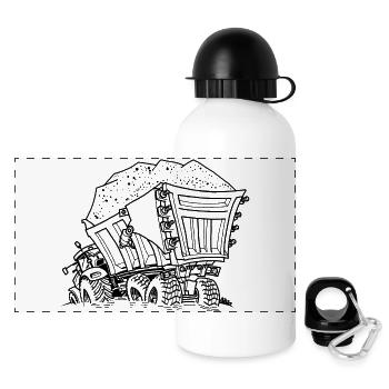 0956 Sattelzug SAND - Panorama Trinkflasche mit Deckel 500 ml - Weiß - Vorne