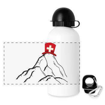 Schweiz - Schweizer Berge - Panorama Trinkflasche mit Deckel 500 ml - Weiß - Vorne
