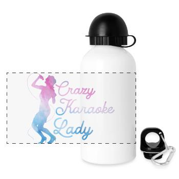 Crazy Karaoke Lady Singer Singing - Panorama Trinkflasche mit Deckel 500 ml - Weiß - Vorne