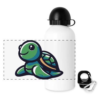 Cute Smiling Turtle - Panoramic Thermal Bottle with Lid 500 ml - white - Front