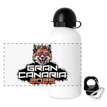 Gran Canaria 2025 Party Fuchs - Panorama Trinkflasche mit Deckel 500 ml - Weiß - Vorne