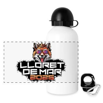 Lloret De Mar 2025 Party Fuchs - Panorama Trinkflasche mit Deckel 500 ml - Weiß - Vorne