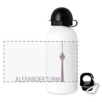Witziger Berliner Fernsehturm Silhouette Parodie - Panorama Trinkflasche mit Deckel 500 ml - Weiß - Vorne