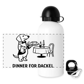 Dinner For Dachshund - Panoramic Thermal Bottle with Lid 500 ml - white - Front