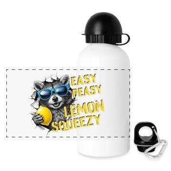 Easy Peasy Lemon Squeezy – Sommer Waschbär - Panorama Trinkflasche mit Deckel 500 ml - Weiß - Vorne