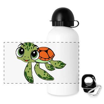 Cheerful Turtle Caricature - Panoramic Thermal Bottle with Lid 500 ml - white - Front