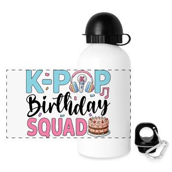 K-Pop Birthday Squad - Panorama Trinkflasche mit Deckel 500 ml - Weiß - Vorne