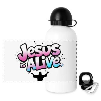 Jesus lebt christliches Auferstehungsdesign - Panorama Trinkflasche mit Deckel 500 ml - Weiß - Vorne