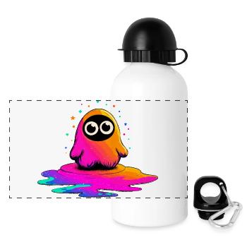 Neon figure on splashes of paint - Panoramic Thermal Bottle with Lid 500 ml - white - Front