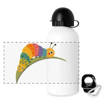 Bunte Raupe im Kawaii Stil - Panorama Trinkflasche mit Deckel 500 ml - Weiß - Vorne