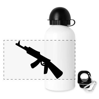Waffe - Uzi - Panorama Trinkflasche mit Deckel 500 ml - Weiß - Vorne