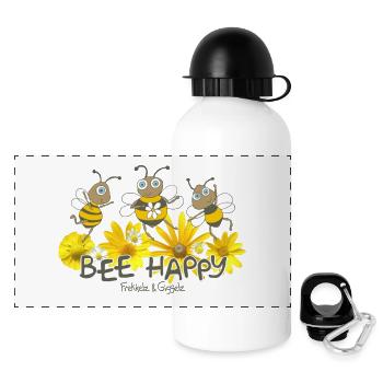 Bee Happy - Panoramic Thermal Bottle with Lid 500 ml - white - Front