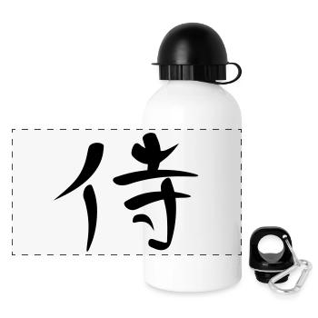 Kanji - Samurai - Gourde panoramique avec couvercle 500 ml - blanc - Devant