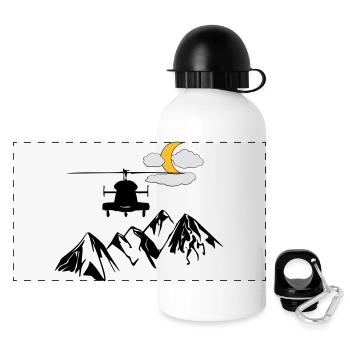 Hubschrauber - Panorama Trinkflasche mit Deckel 500 ml - Weiß - Vorne