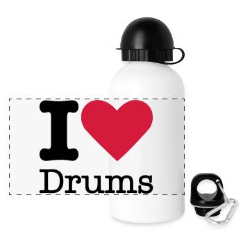 J'aime Drums - Gourde panoramique avec couvercle 500 ml - blanc - Devant