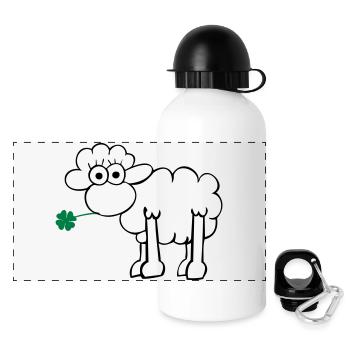Les moutons avec du trèfle - Gourde panoramique avec couvercle 500 ml - blanc - Devant